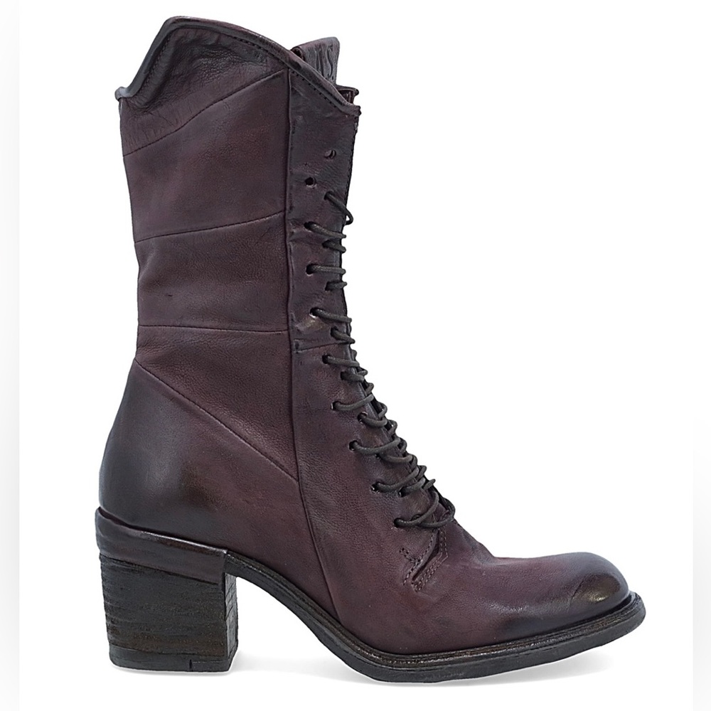 A.S.98 Eggplant Jasper 8.5-9 39 Victorian Block heal boot purple worn 2x boots